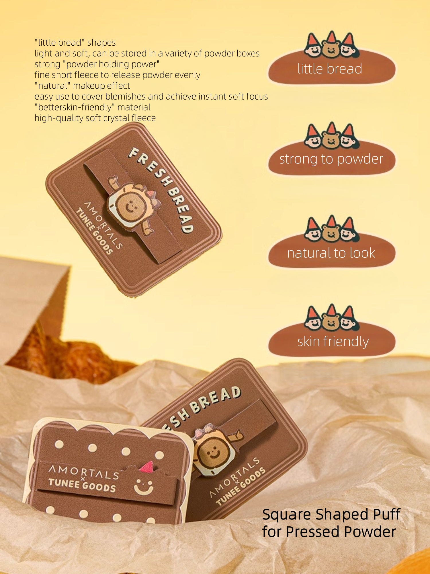 TUNEE GOODS Square Shaped Pressed Powder Puff