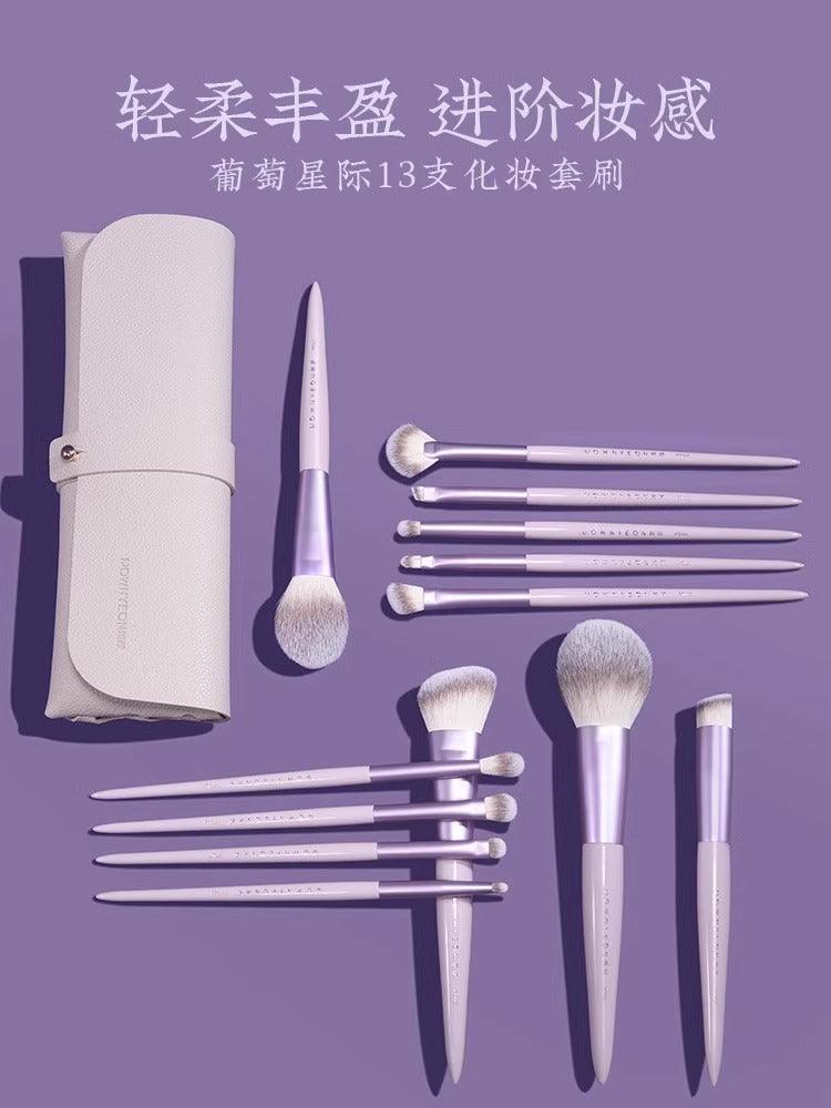 Grape Purple Makeup Brush Set 13 in With Bag