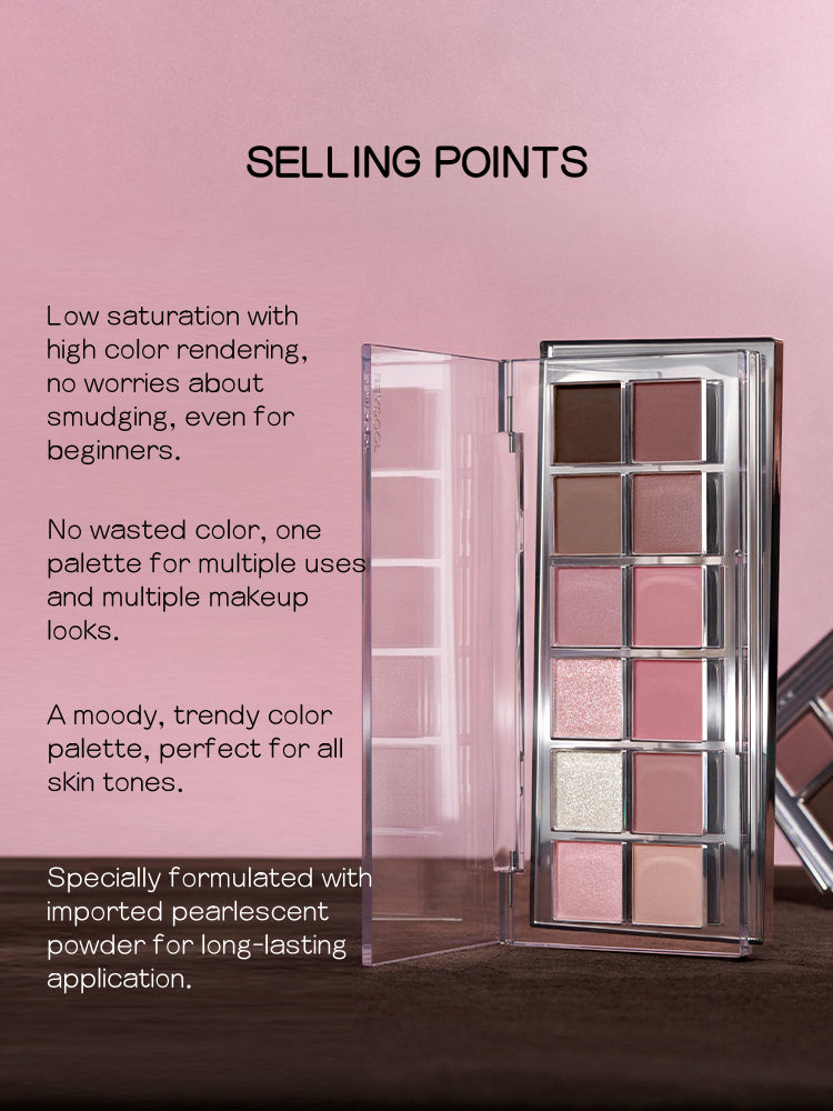 [#07 Pink Mist lsle ] Joocyee 12 Shades Eyeshadow Palette 14g