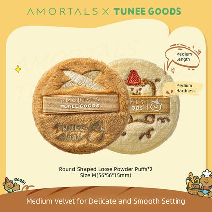AMORTALS - TUNEE GOODS Round Shaped Loose Powder Puffs*2