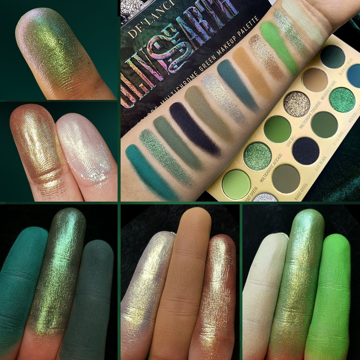 DE'LANCI Olive Earth 12 Colors Multichrome Green Makeup Palette 18.8g