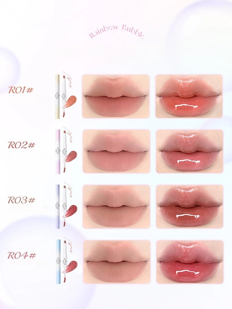 Flortte - Rainbow Bubble Double-Ended Lip Liner n Lip Gloss Pencil 2.8g