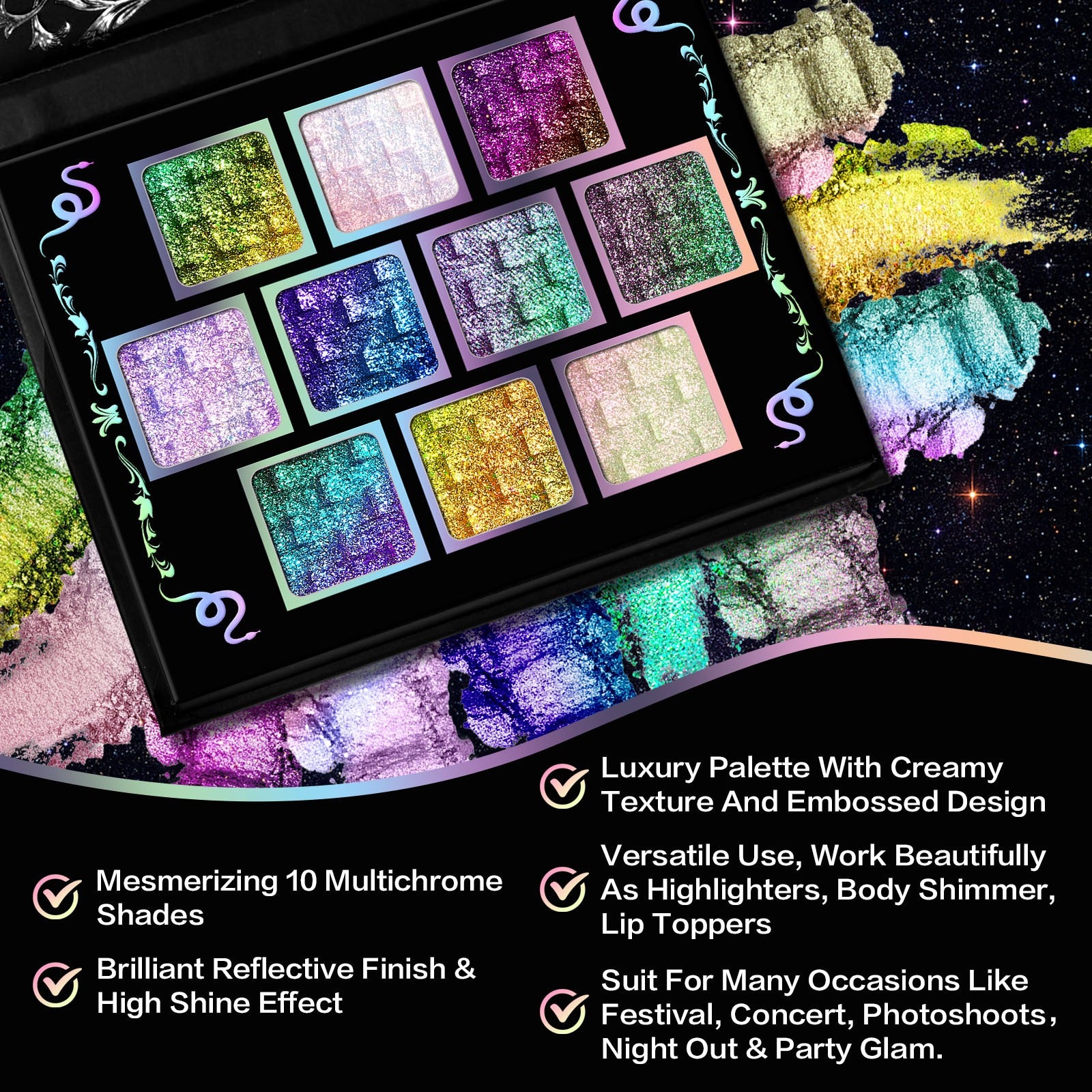 UCANBE 10 Colors Chameleon Eyeshadow Palette Solar Python 7g