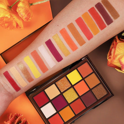 UCANBE - 15 Colors Eyeshadow Palette Sunset Orange 10.8g