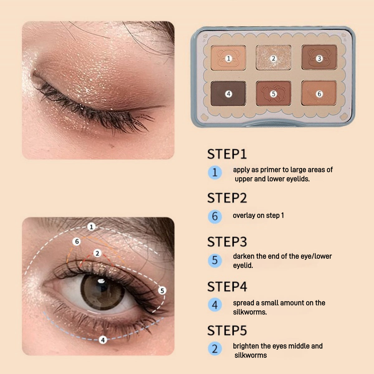 YIGUDIGU Candy Box Postcard 6 Colors Eyeshadow Palette 6.5g